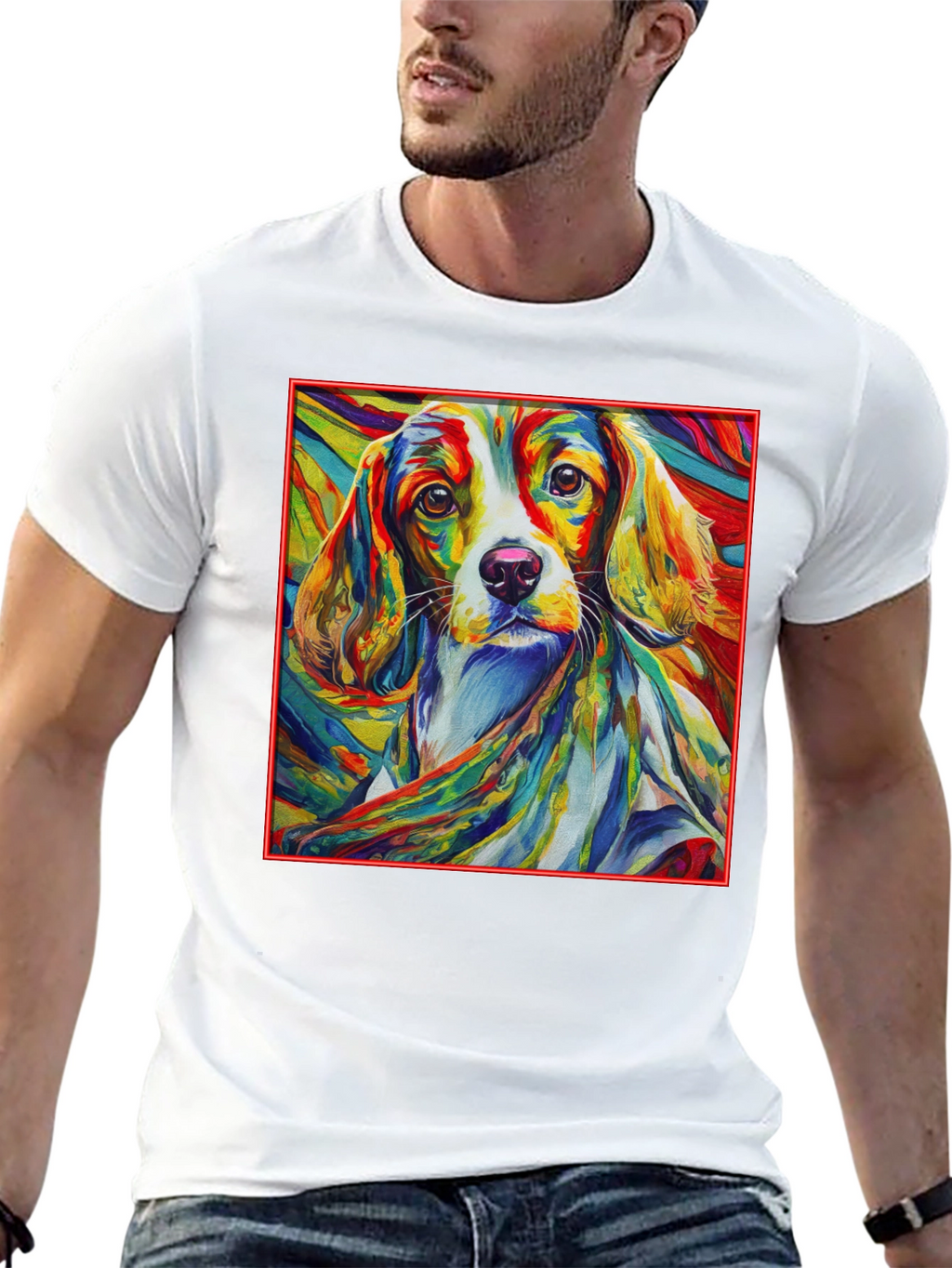 Vibrant Dog Art Black T-Shirt