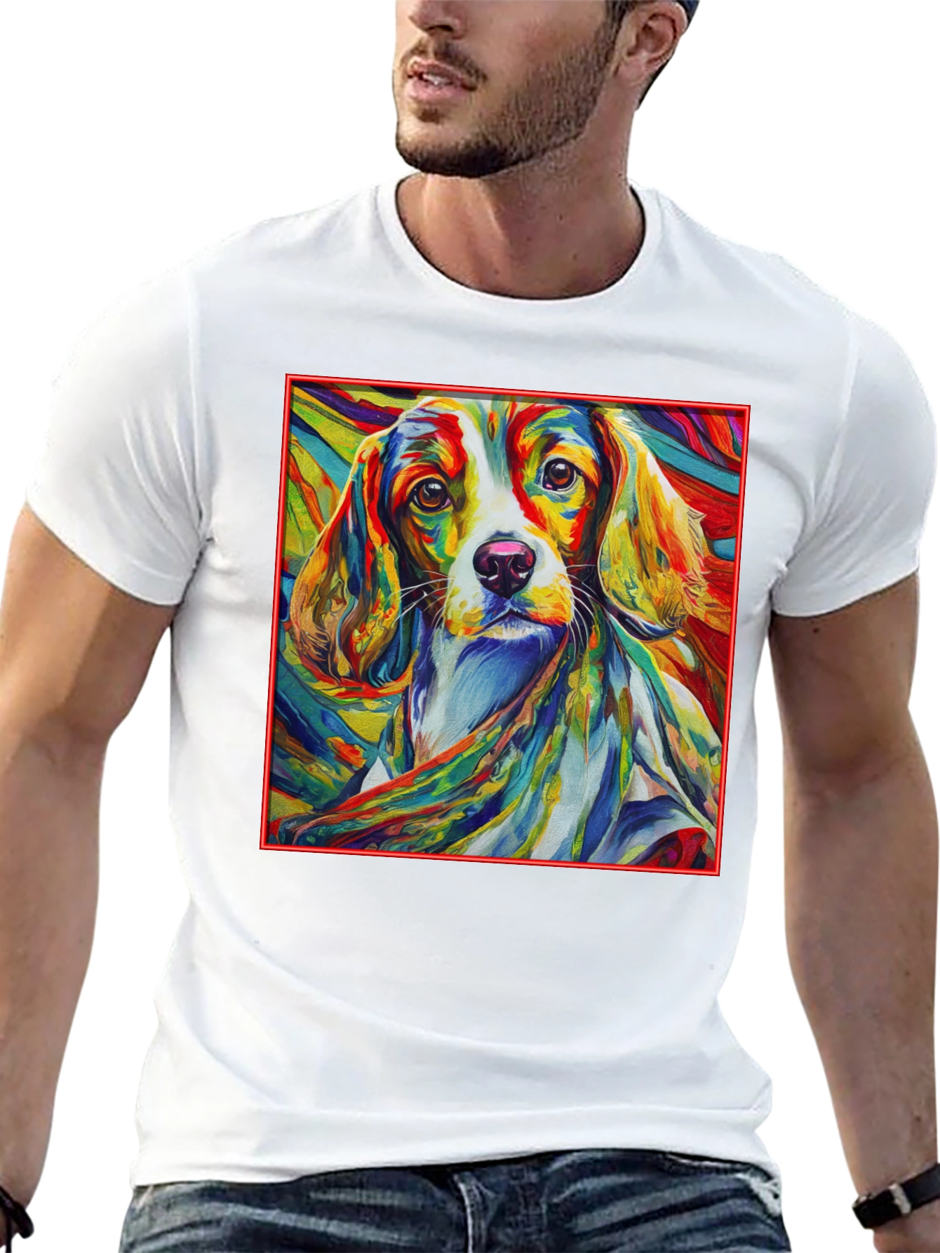 Vibrant Dog Art Black T-Shirt