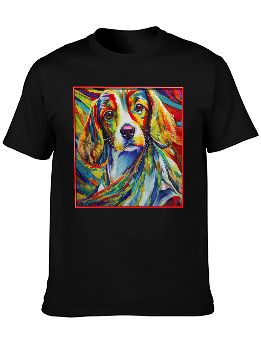 Vibrant Dog Art Black T-Shirt