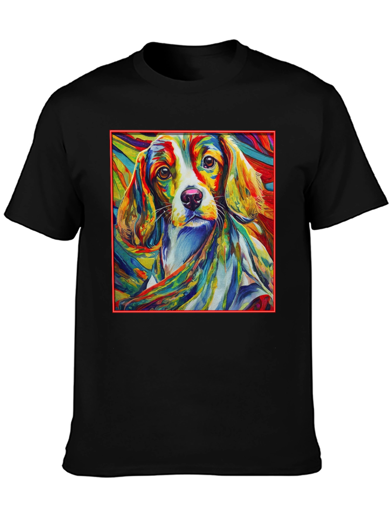 Vibrant Dog Art Black T-Shirt