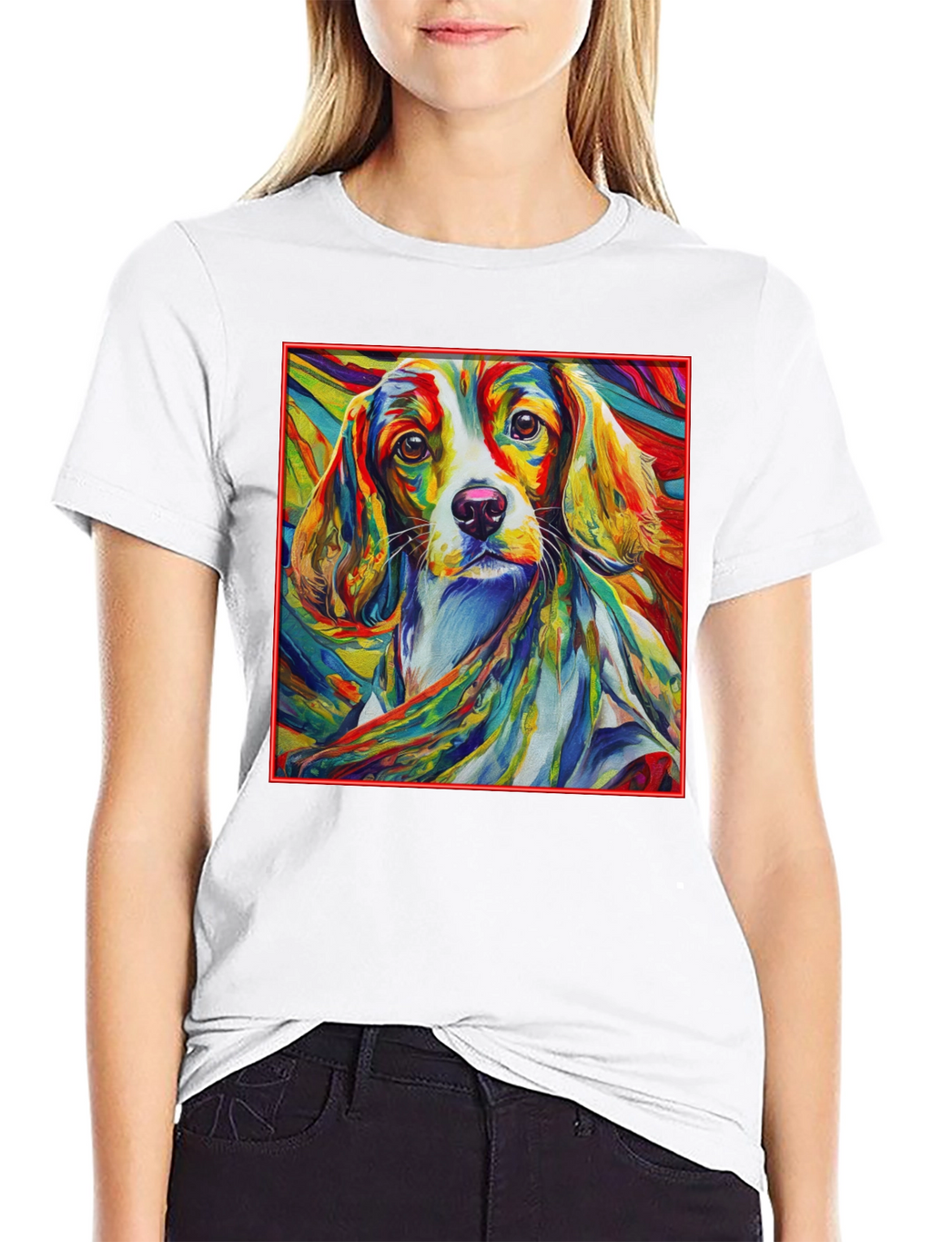 Vibrant Dog Art Black T-Shirt