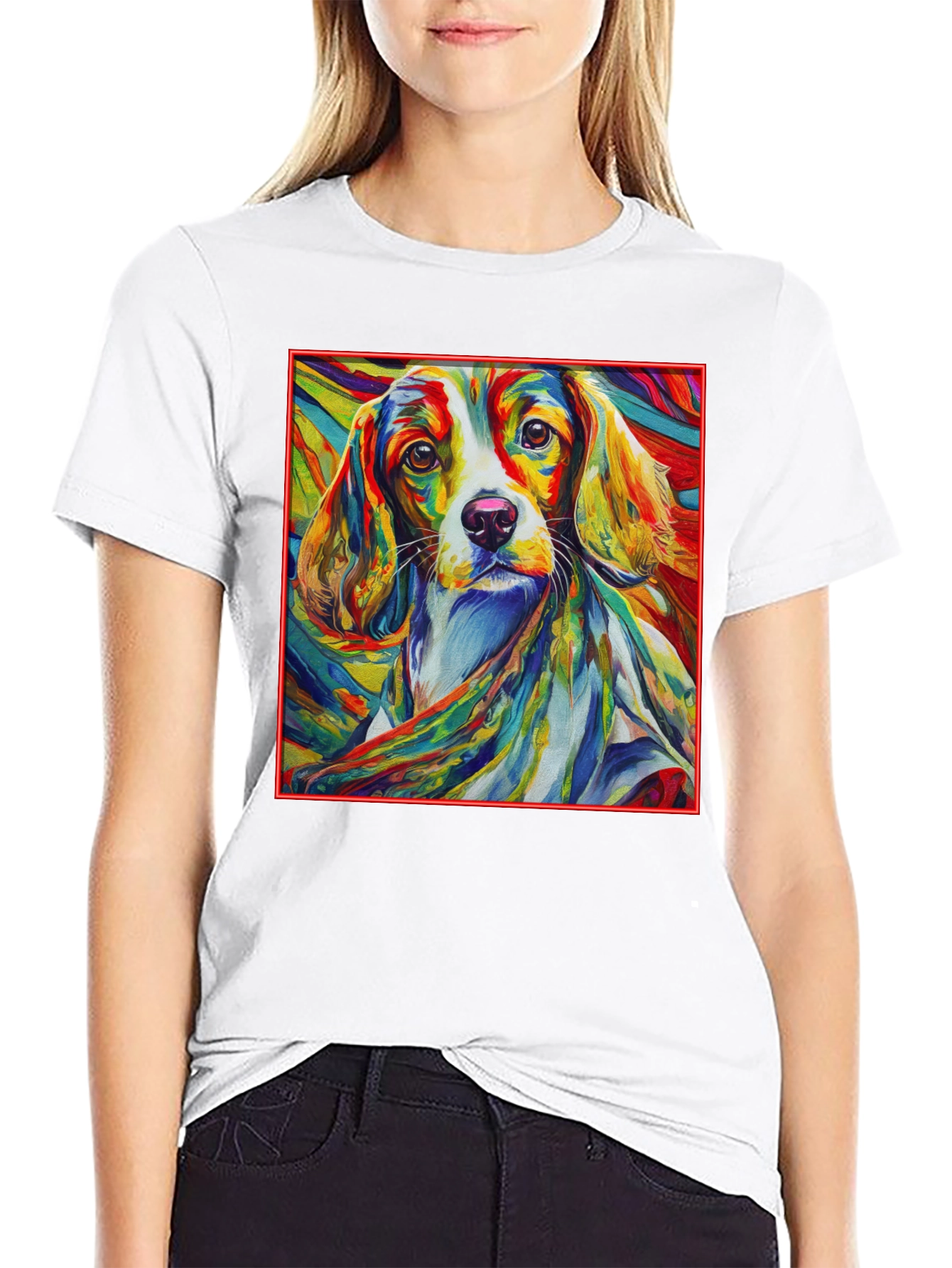 Vibrant Dog Art Black T-Shirt