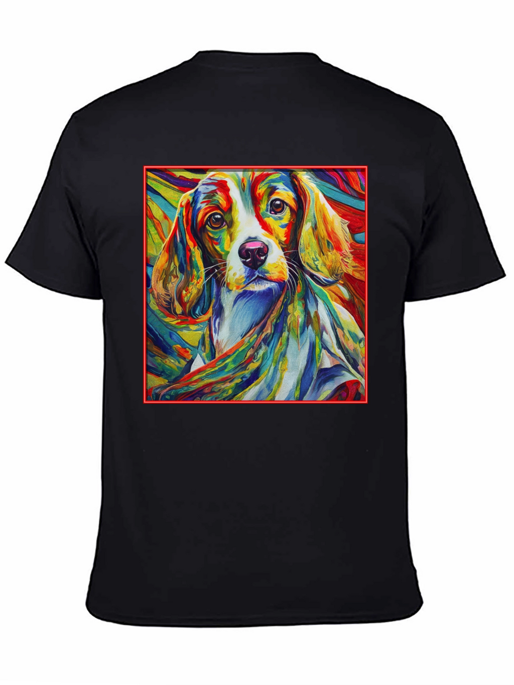 Vibrant Dog Art Black T-Shirt