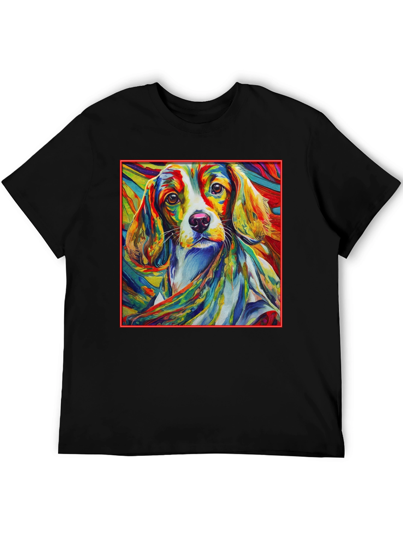 Vibrant Dog Art Black T-Shirt