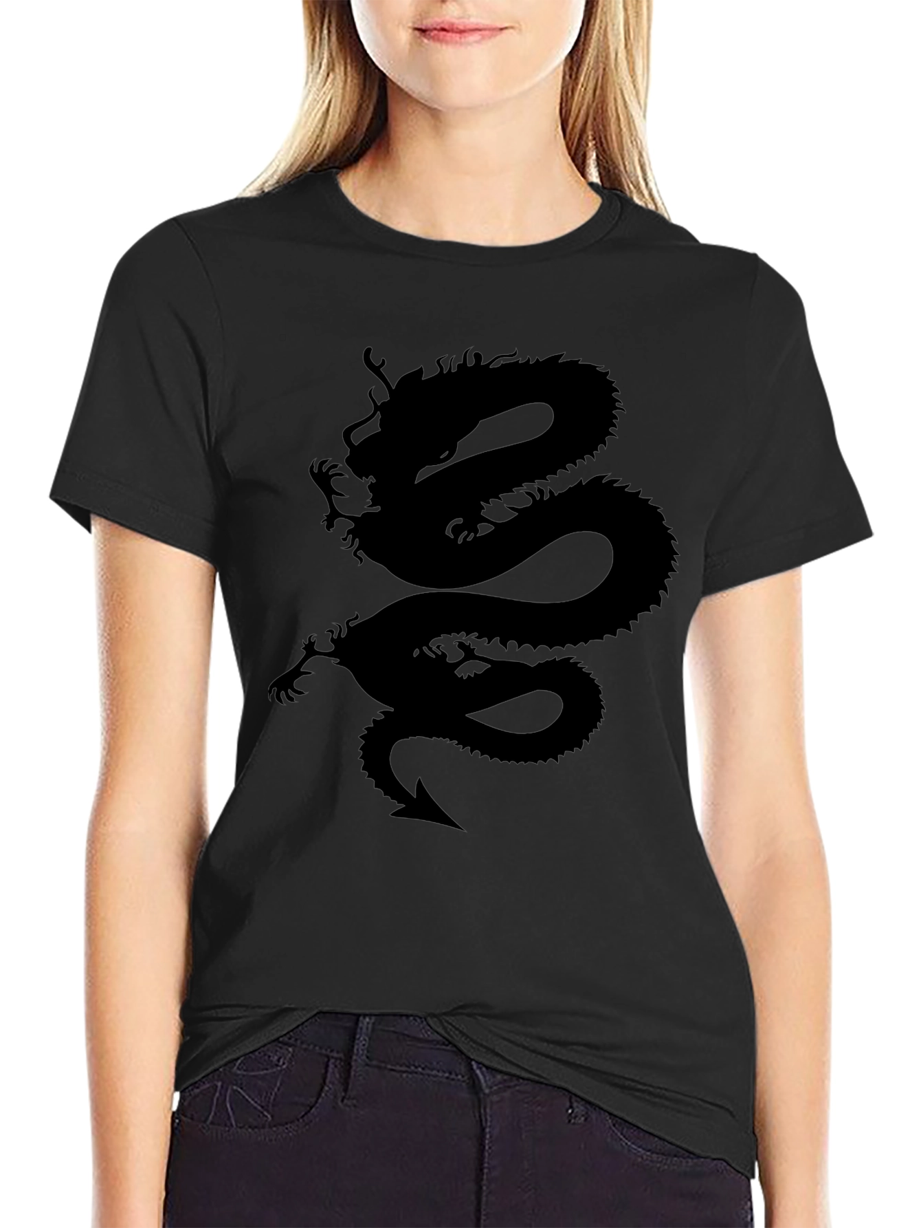 Dragon Graphic Tee - Black Cotton T-Shirt