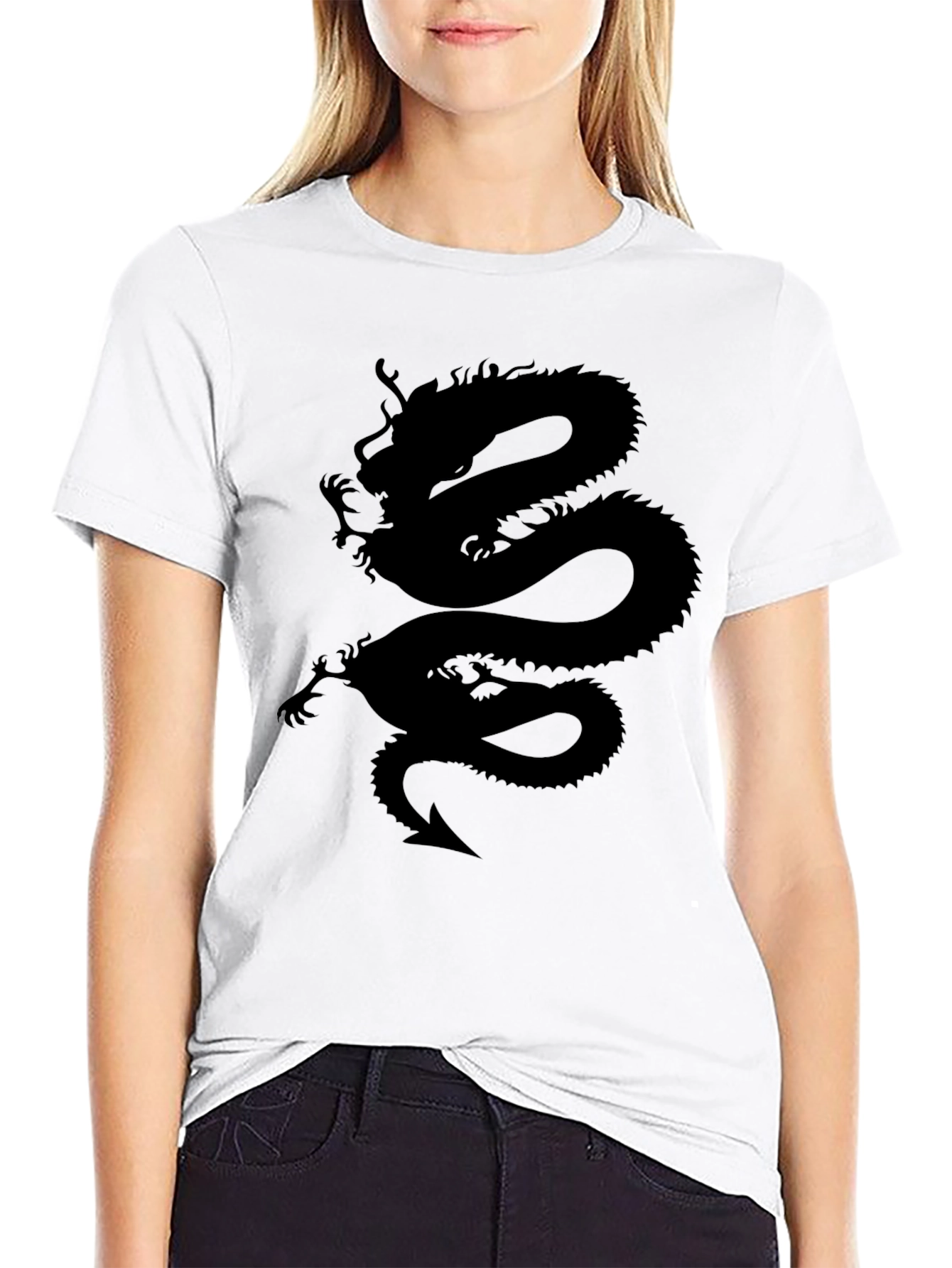 Dragon Graphic Tee - Black Cotton T-Shirt