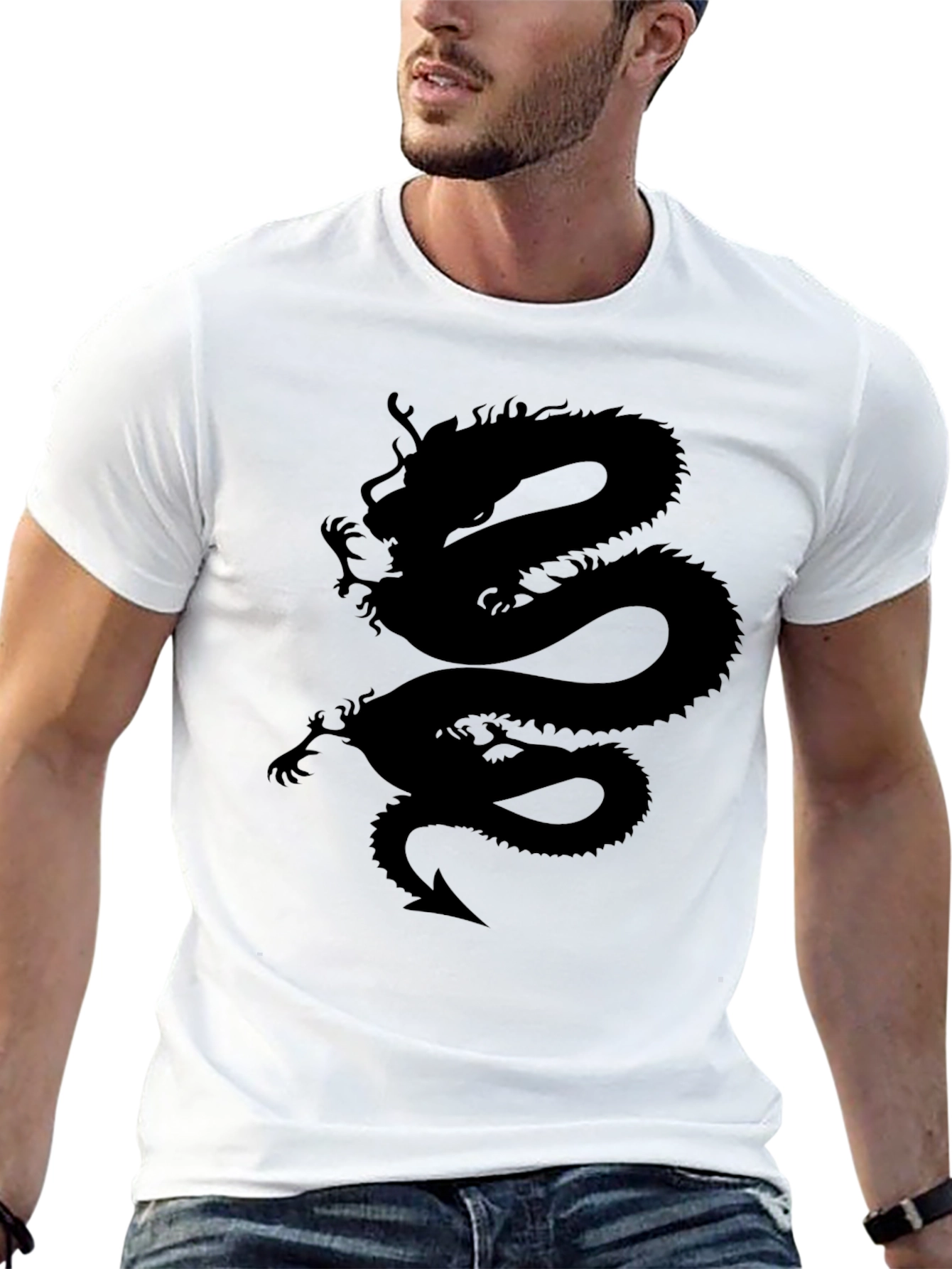 Dragon Graphic Tee - Black Cotton T-Shirt