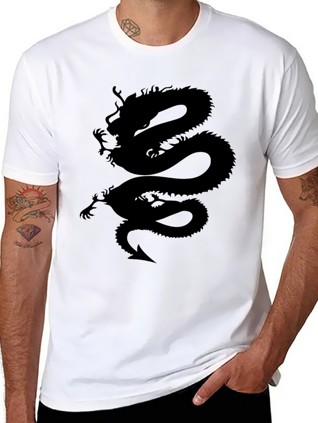 Dragon Graphic Tee - Black Cotton T-Shirt