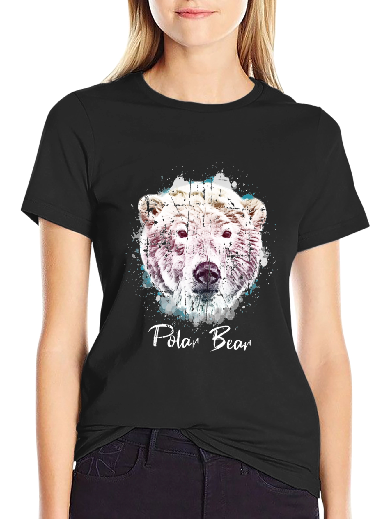 Polar Bear Graphic Print Crew Neck T-Shirt