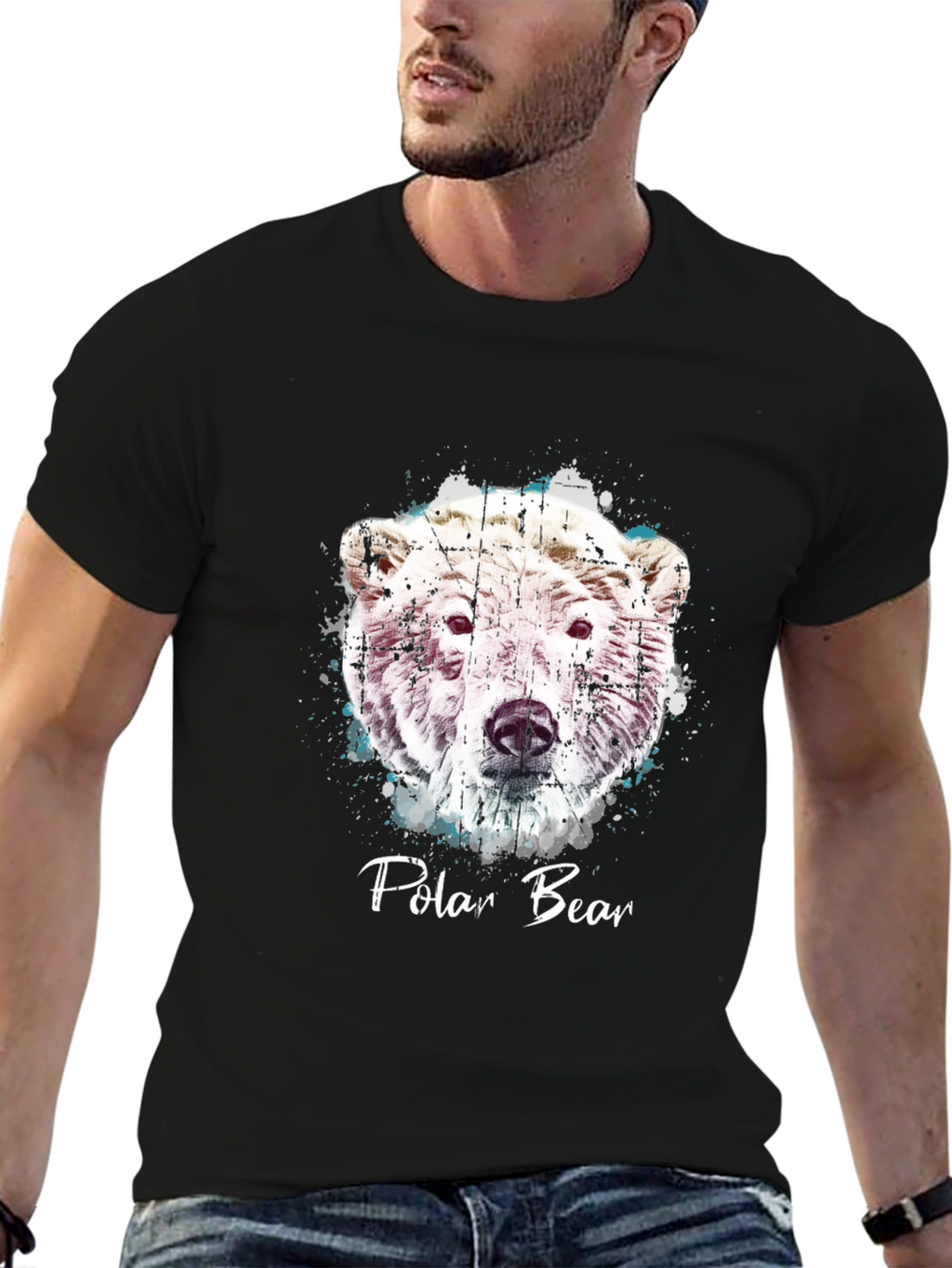 Polar Bear Graphic Print Crew Neck T-Shirt