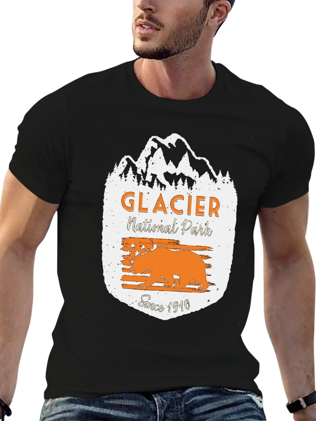 Glacier National Park T-Shirt - Vintage Bear Design