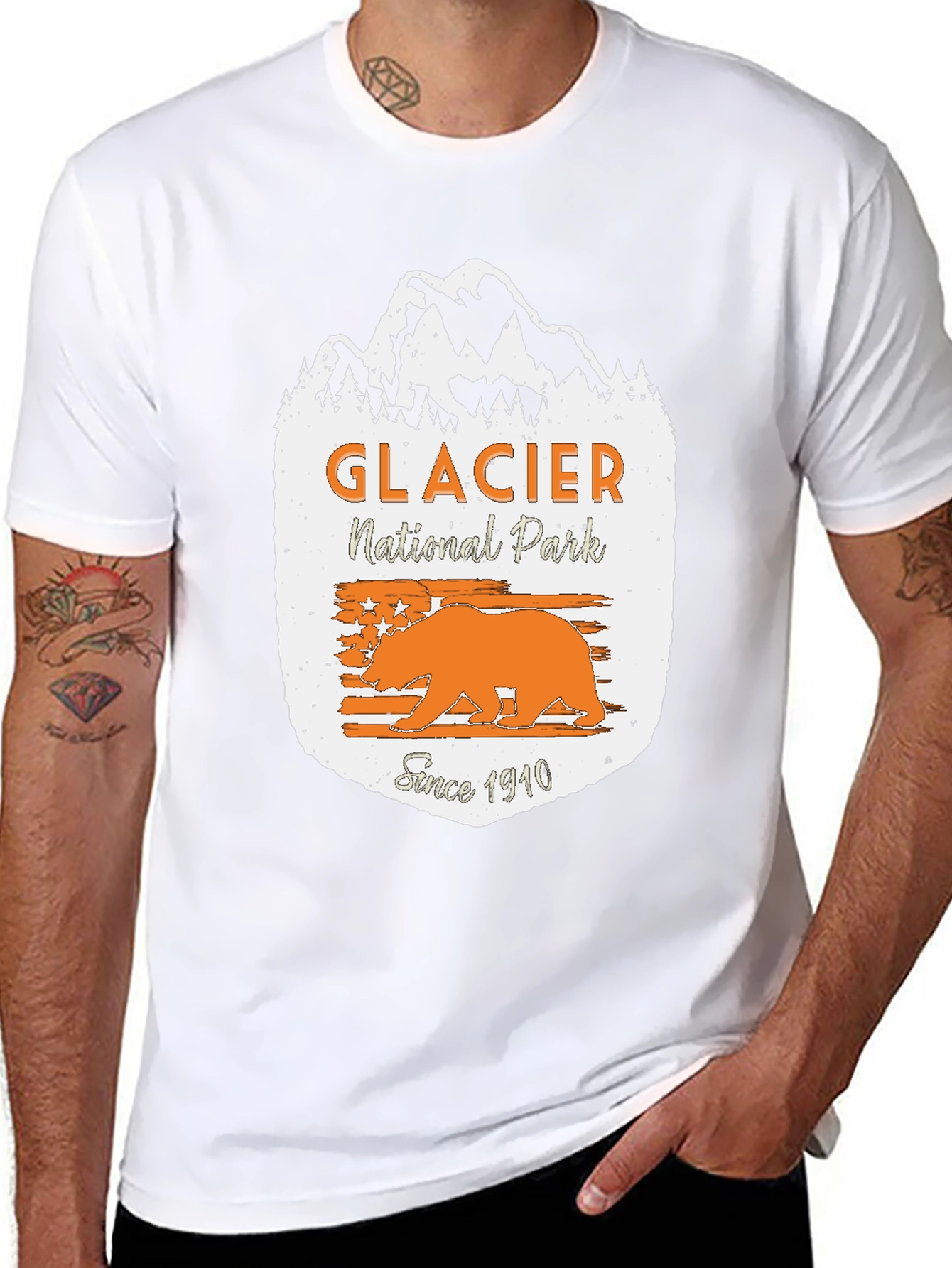 Glacier National Park T-Shirt - Vintage Bear Design