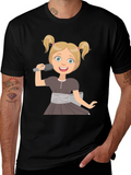 Girl Singer Graphic T-Shirt Black Tee