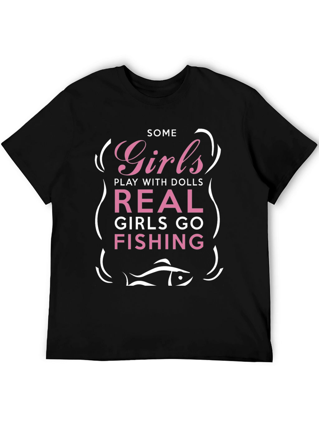 Girls Fishing Graphic Tee - Novelty T-Shirt