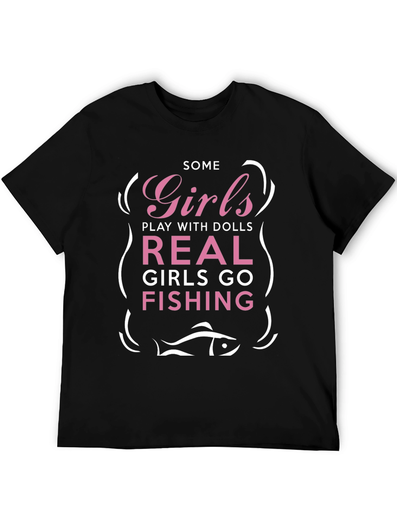 Girls Fishing Graphic Tee - Novelty T-Shirt