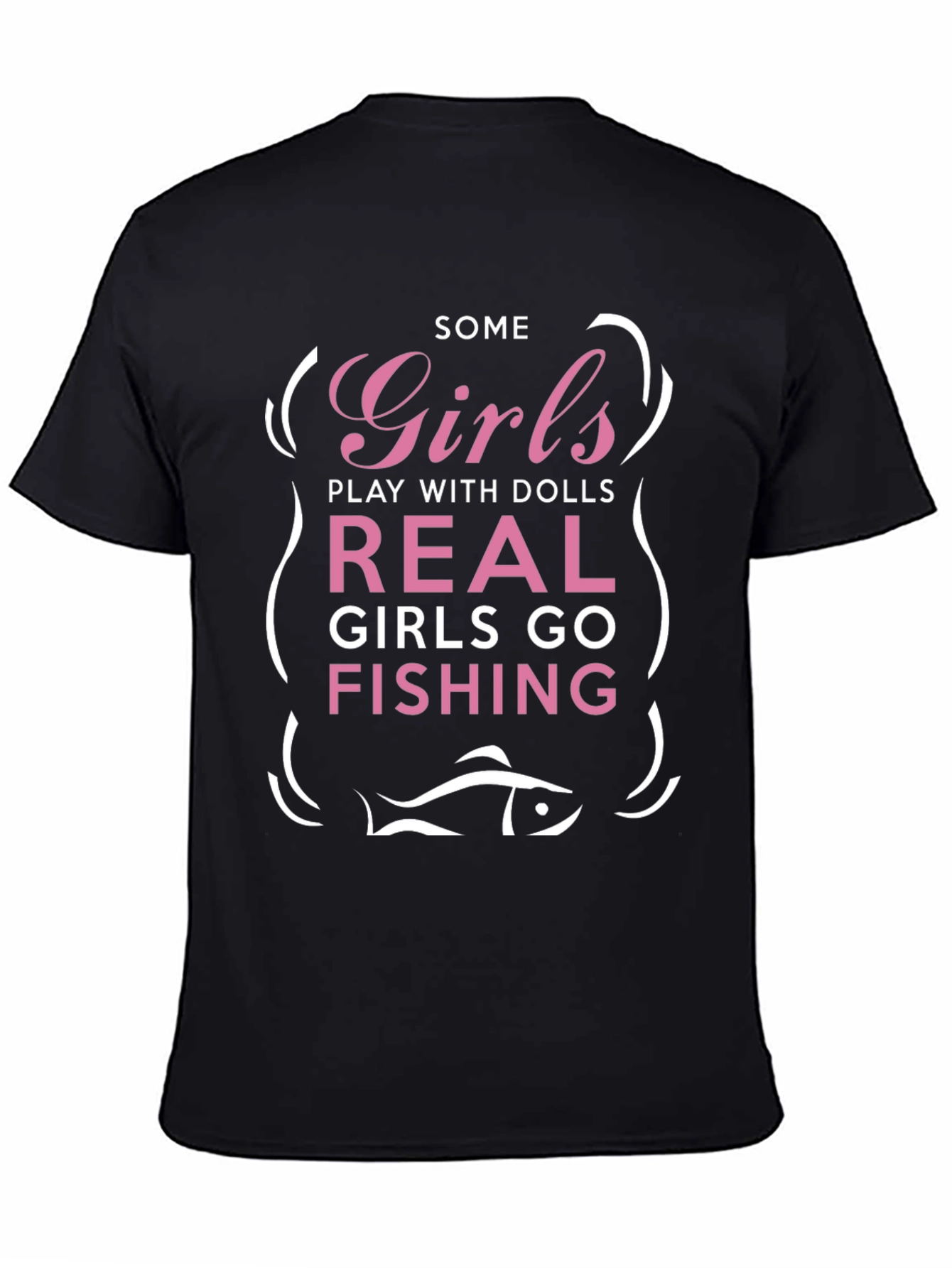 Girls Fishing Graphic Tee - Novelty T-Shirt