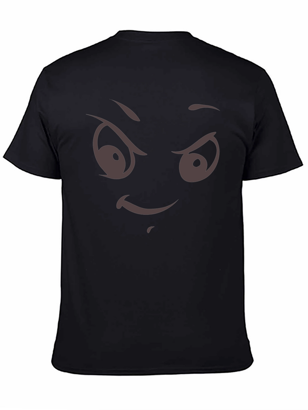 Mens Black T-Shirt with Evil Face Graphic Print