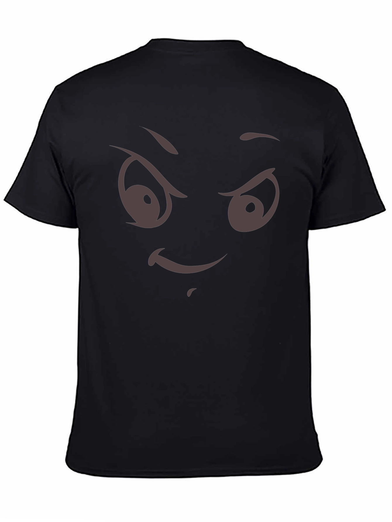 Mens Black T-Shirt with Evil Face Graphic Print