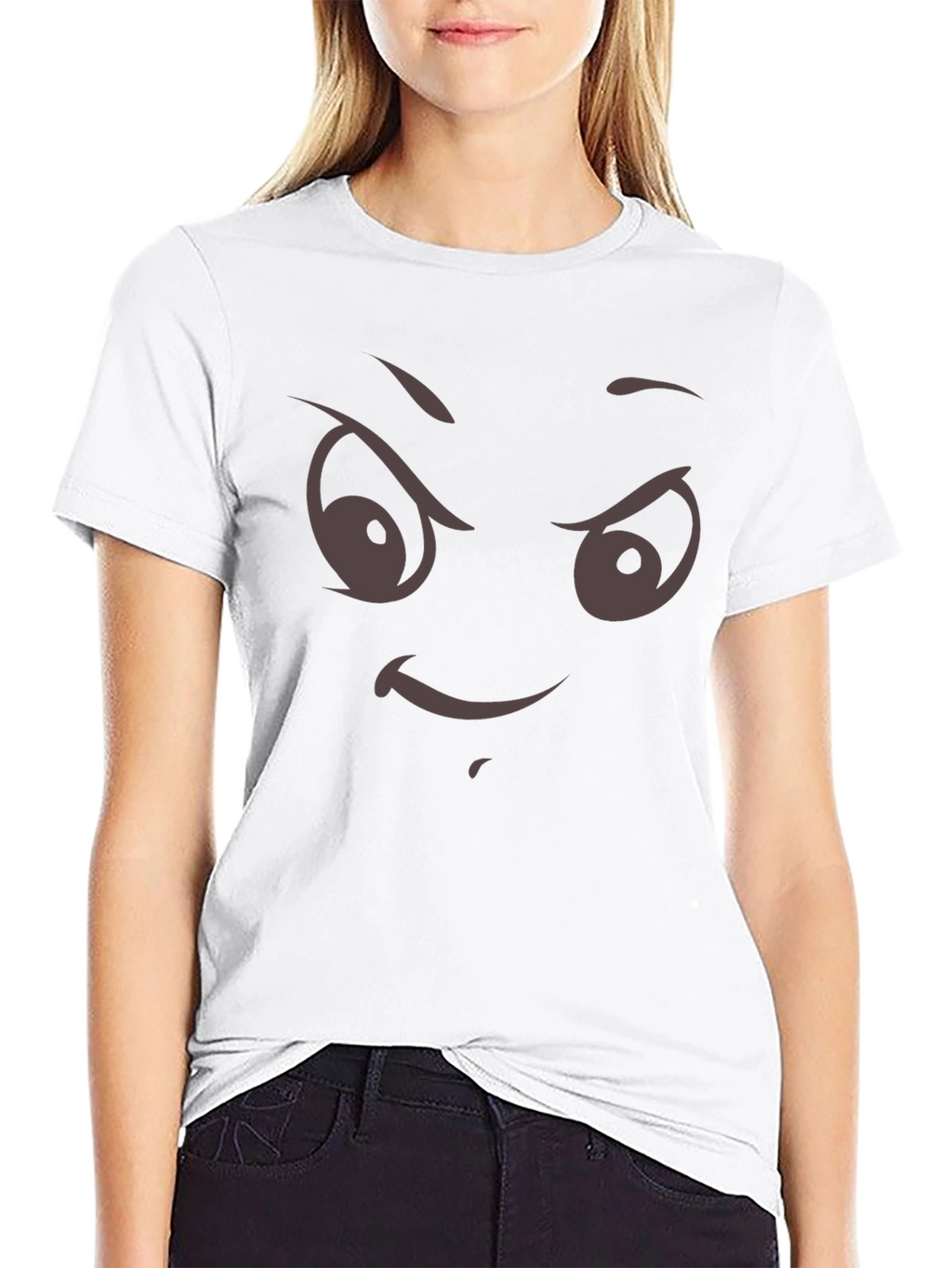 Mens Black T-Shirt with Evil Face Graphic Print