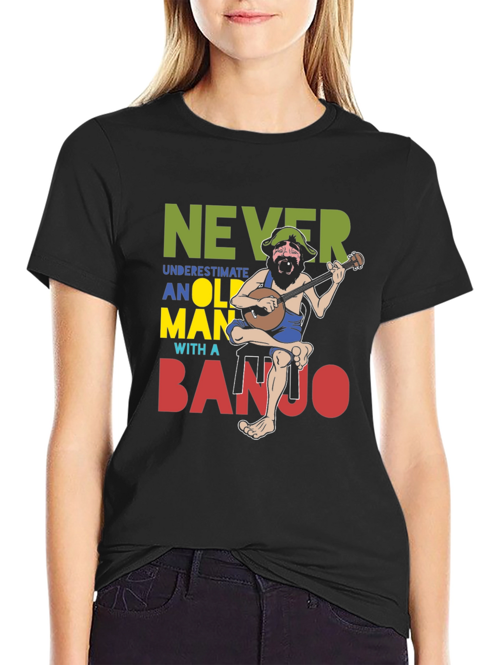 Never Underestimate Old Man Banjo T-Shirt