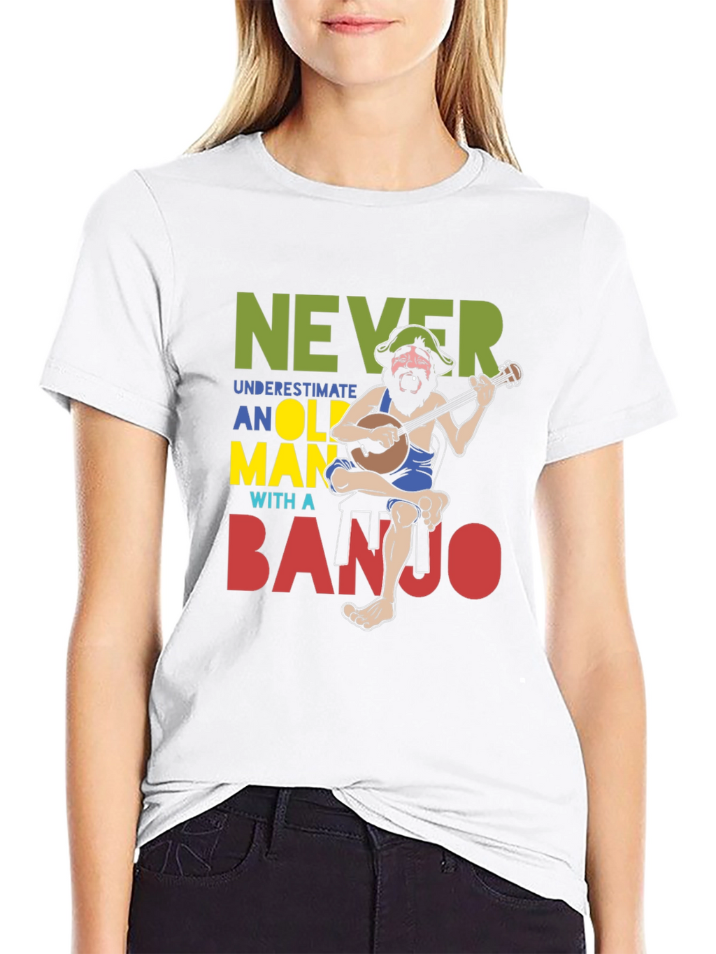 Never Underestimate Old Man Banjo T-Shirt