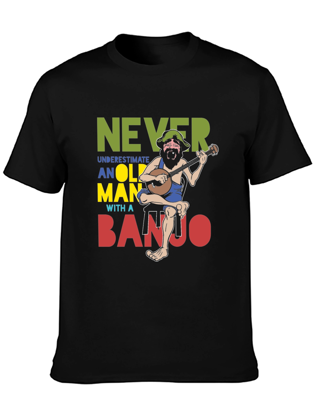 Never Underestimate Old Man Banjo T-Shirt