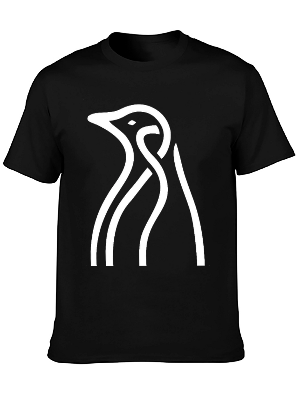 Abstract Penguin Graphic T-Shirt - Casual Black Tee