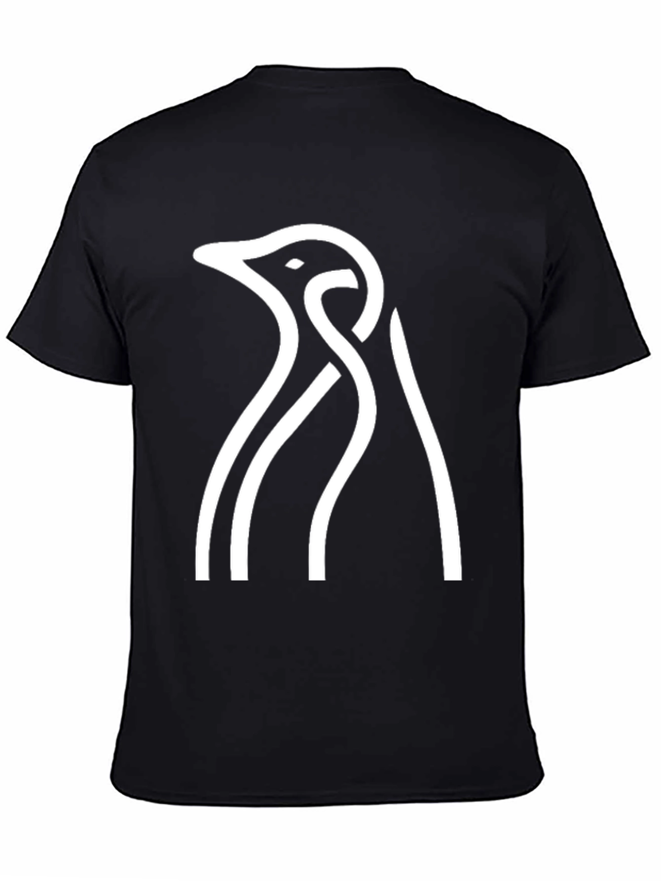Abstract Penguin Graphic T-Shirt - Casual Black Tee