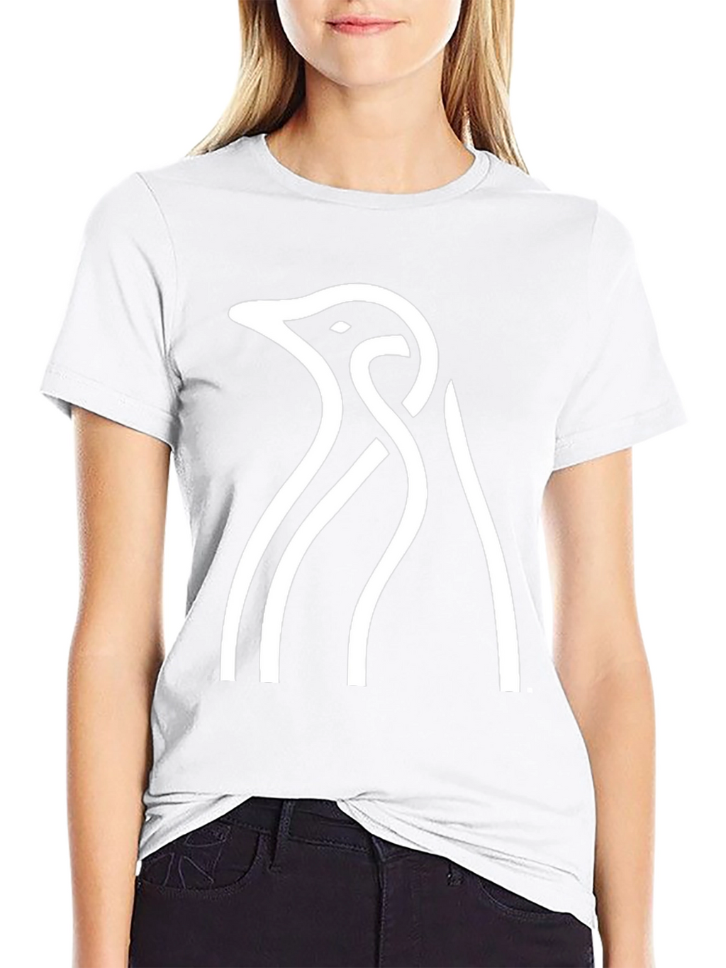 Abstract Penguin Graphic T-Shirt - Casual Black Tee