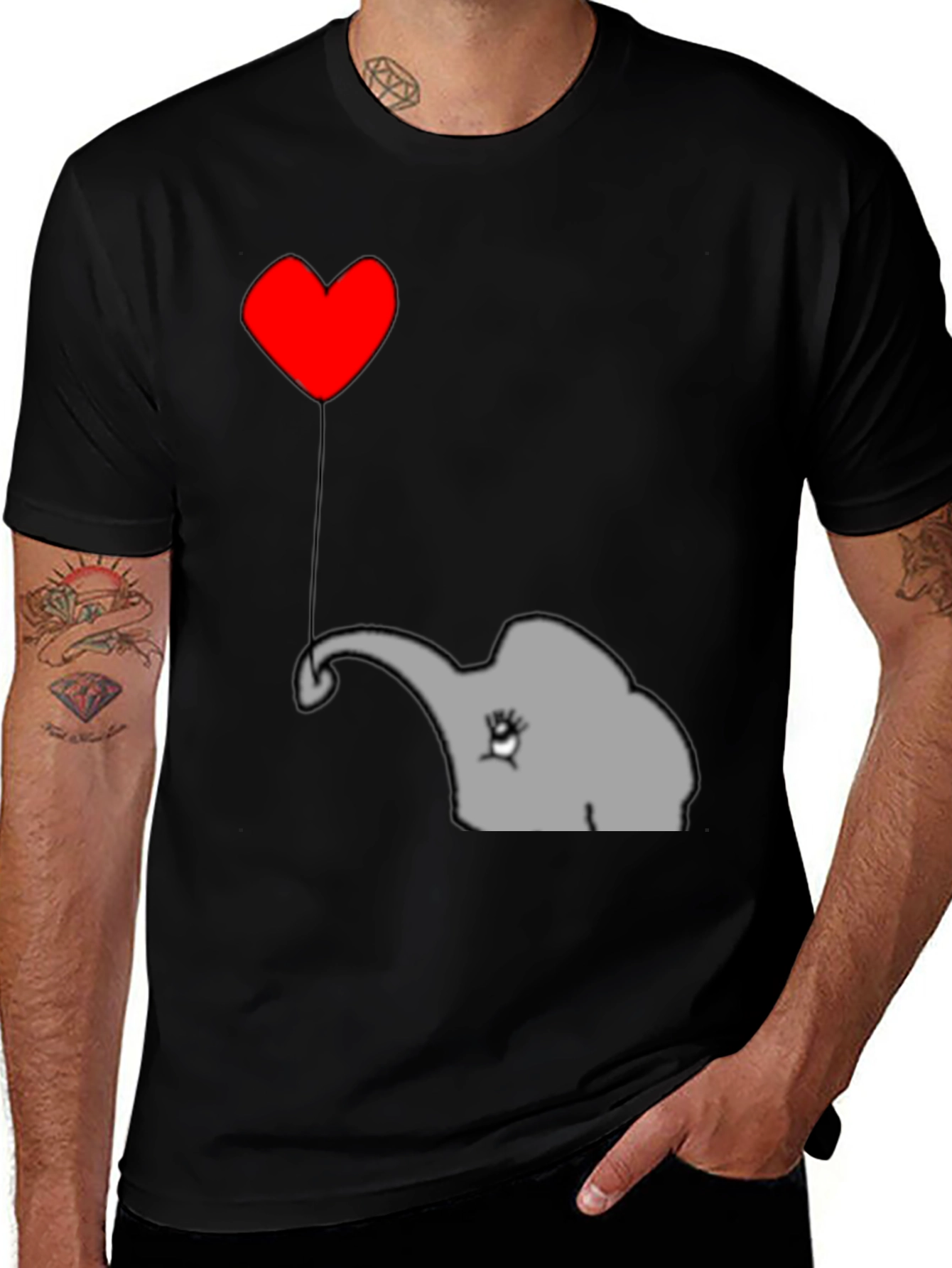 Elephant Heart Balloon T-Shirt - Cute Animal Tee
