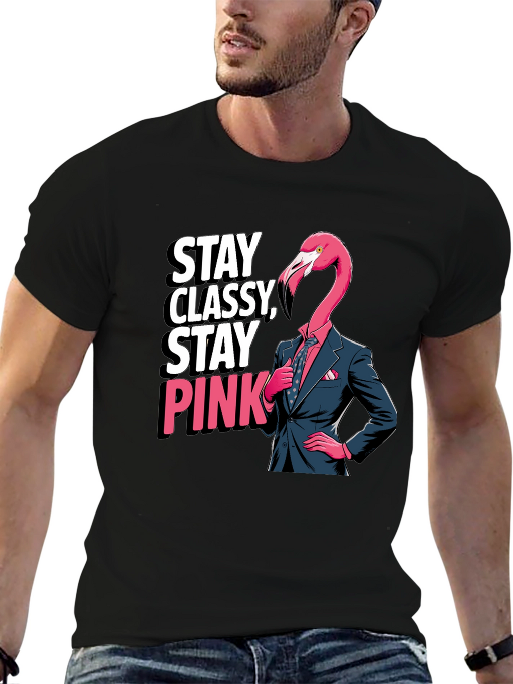 Stay Classy Flamingo T-Shirt - Unique Graphic Tee