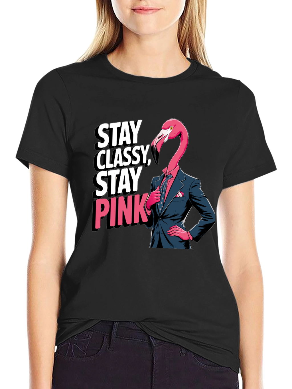 Stay Classy Flamingo T-Shirt - Unique Graphic Tee
