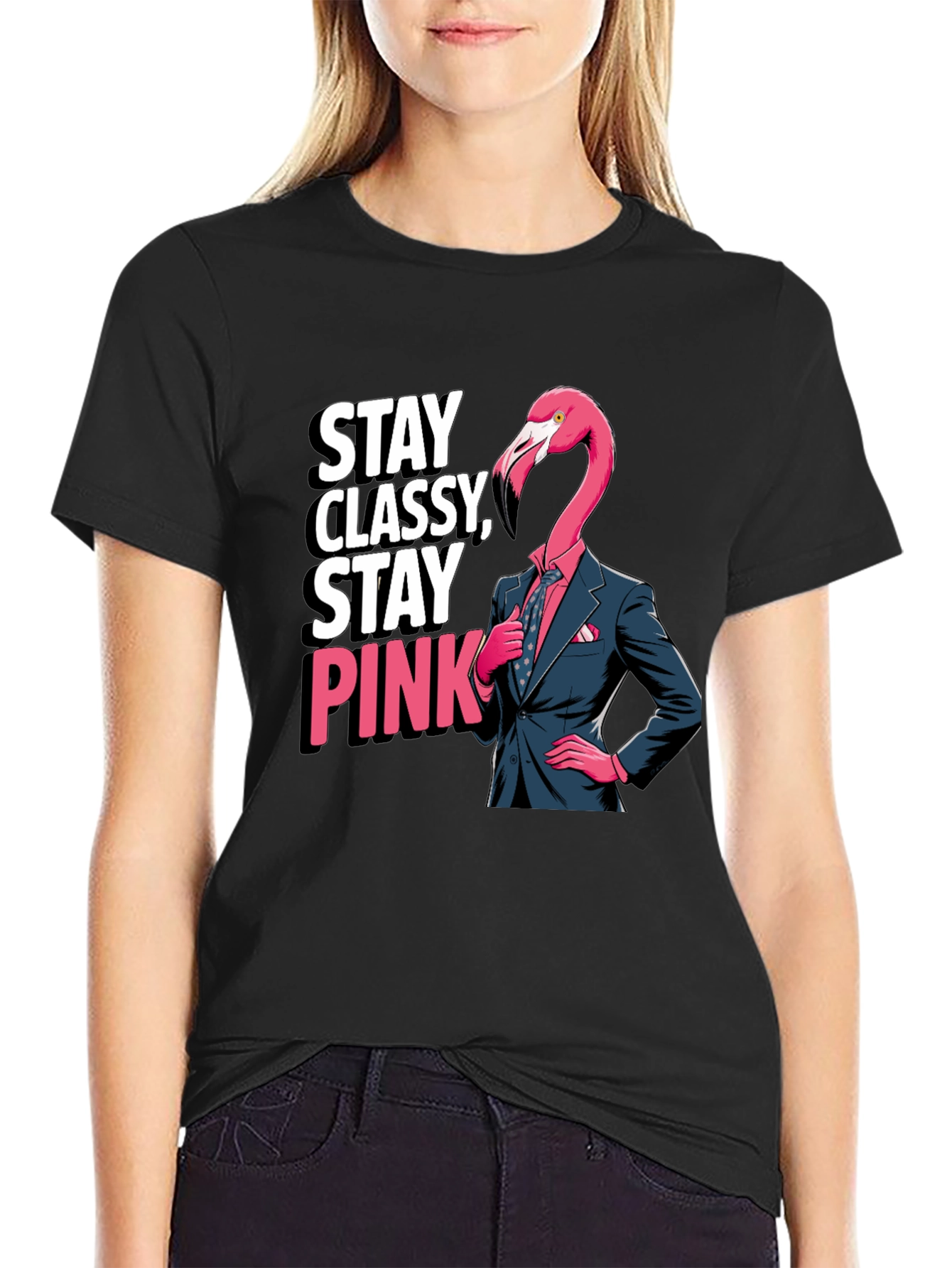 Stay Classy Flamingo T-Shirt - Unique Graphic Tee