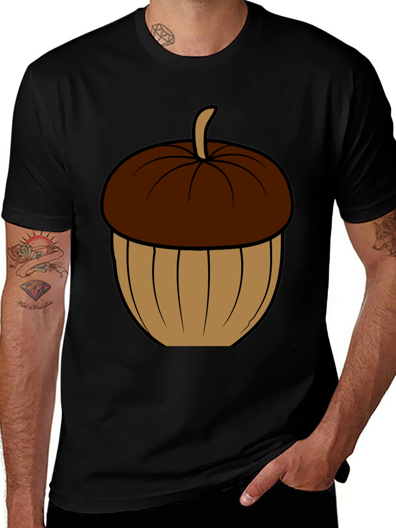 Acorn Graphic Tee - Black Cotton T-Shirt