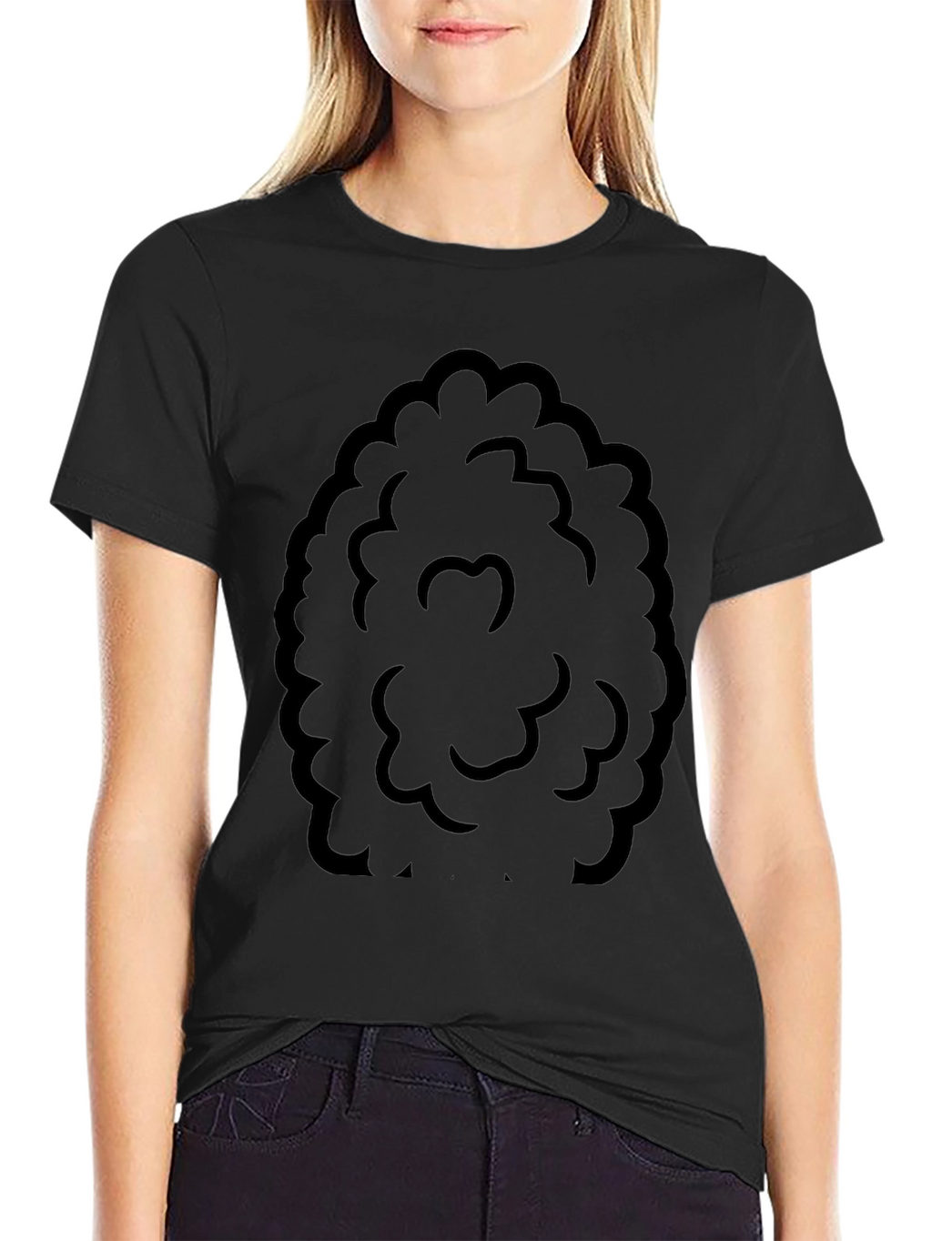 Fun Black Afro Wig T-Shirt Costume Tee