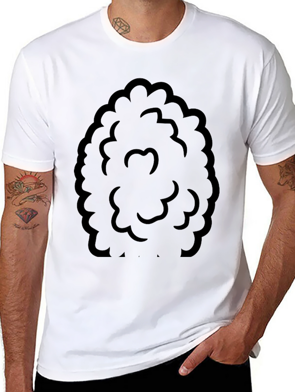 Fun Black Afro Wig T-Shirt Costume Tee