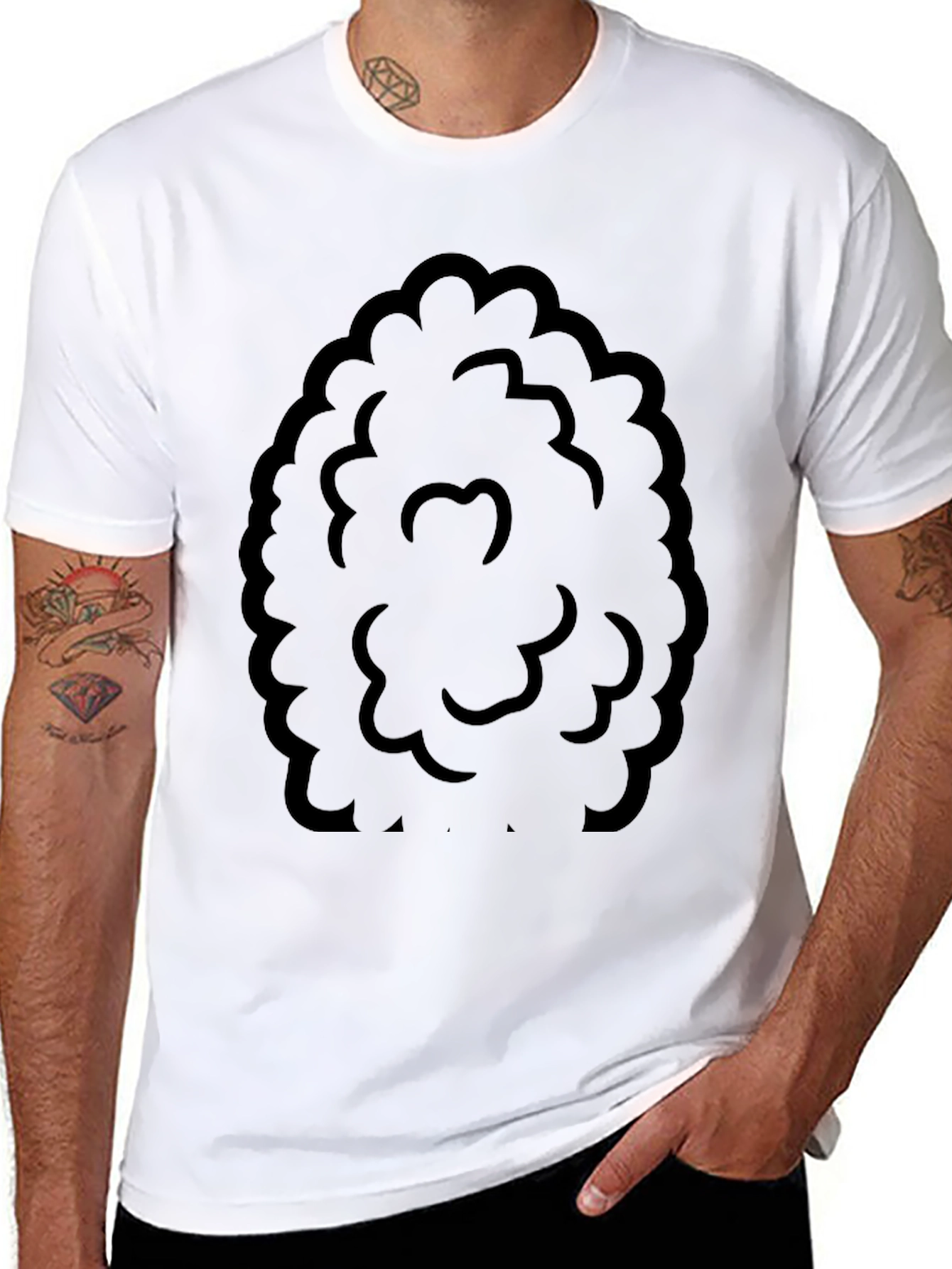 Fun Black Afro Wig T-Shirt Costume Tee