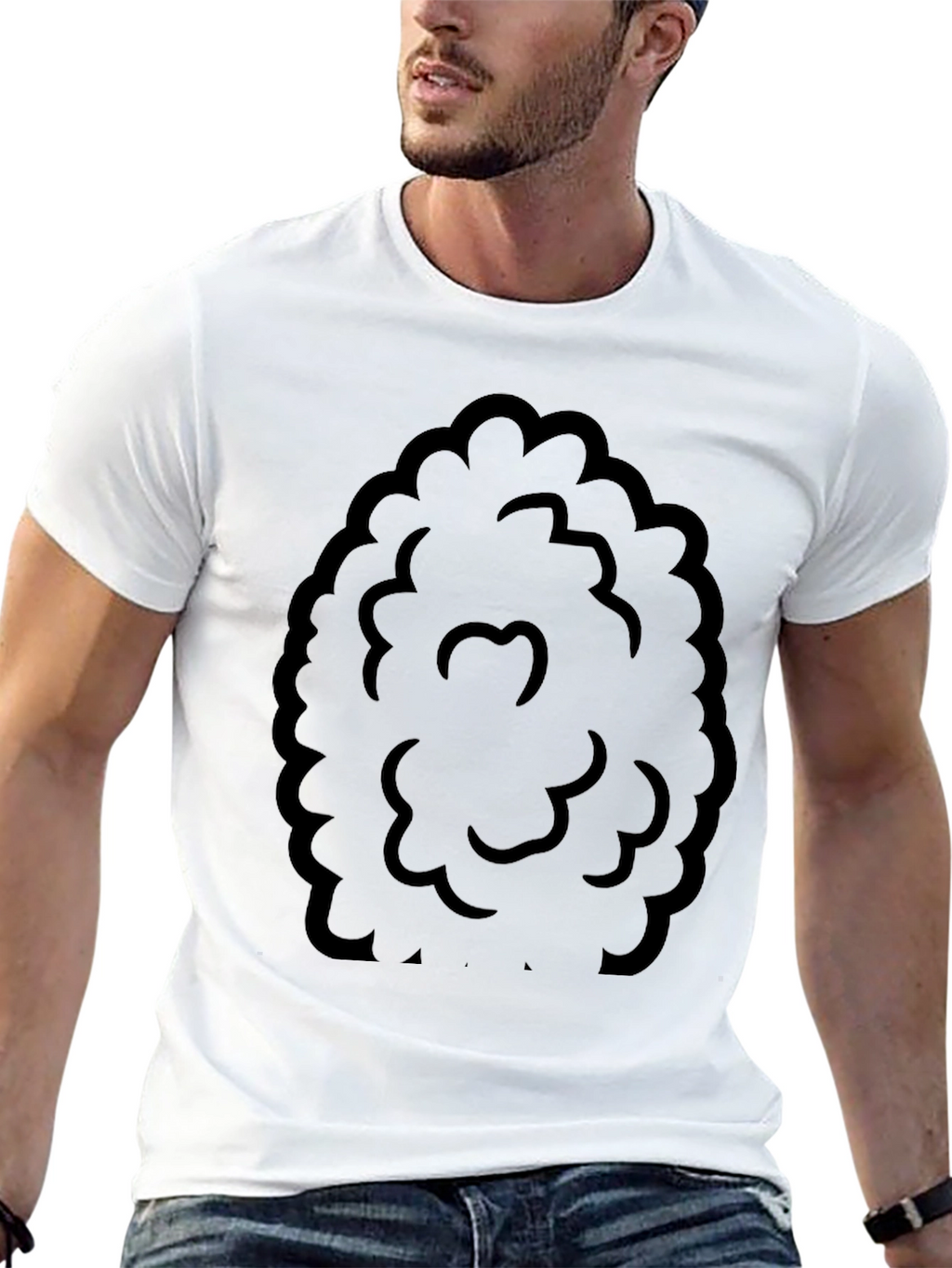 Fun Black Afro Wig T-Shirt Costume Tee