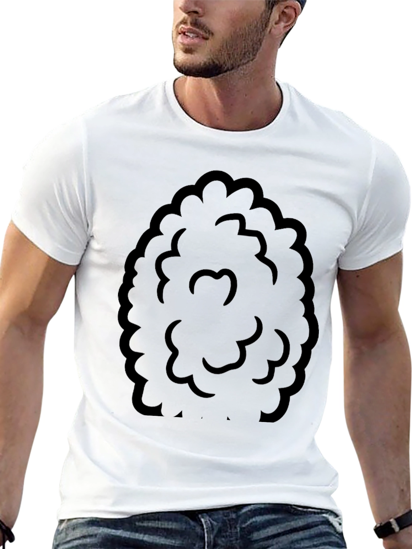 Fun Black Afro Wig T-Shirt Costume Tee