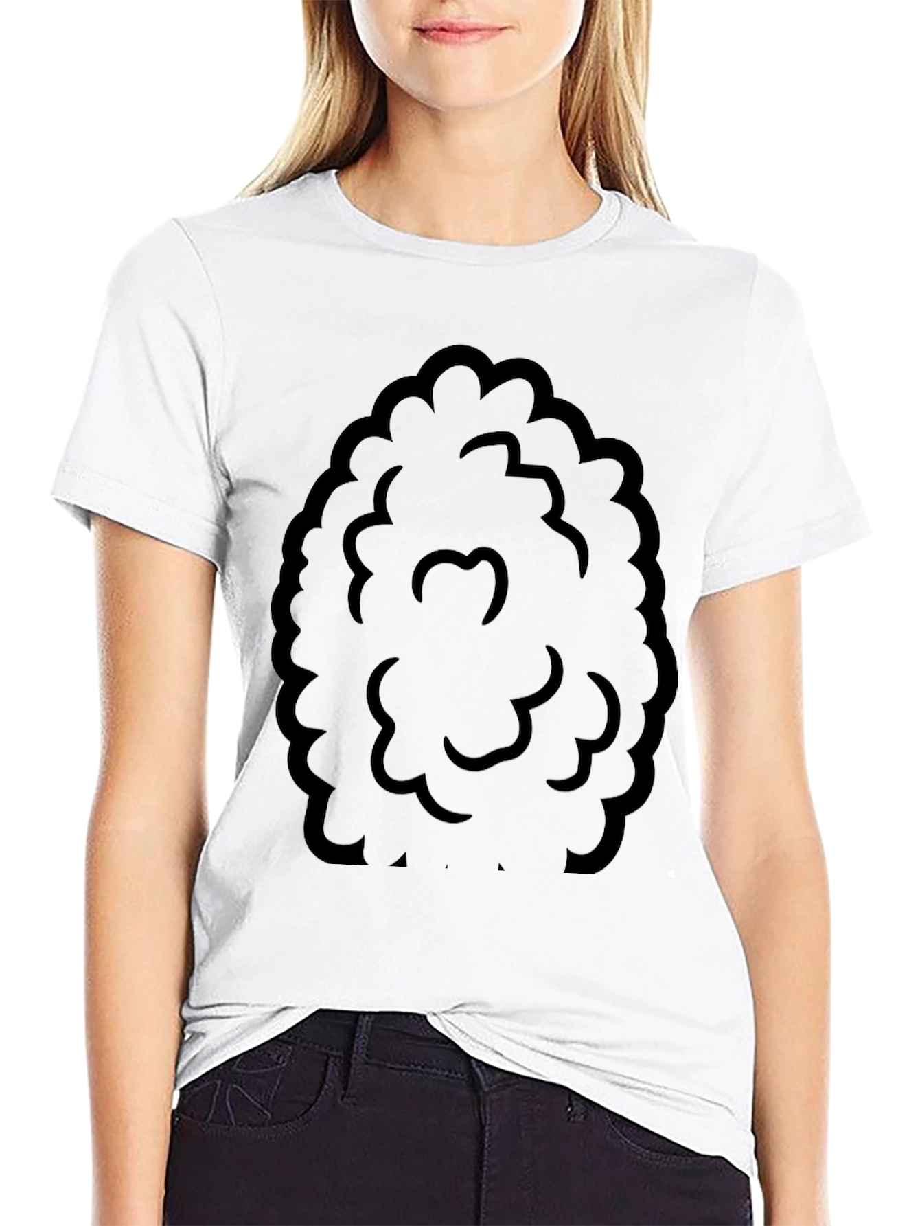 Fun Black Afro Wig T-Shirt Costume Tee