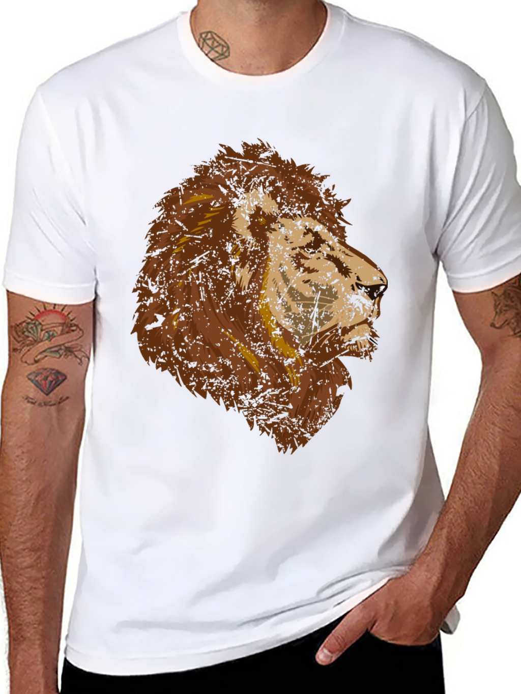 Lion Graphic T-Shirt - Mens Crew Neck Tee