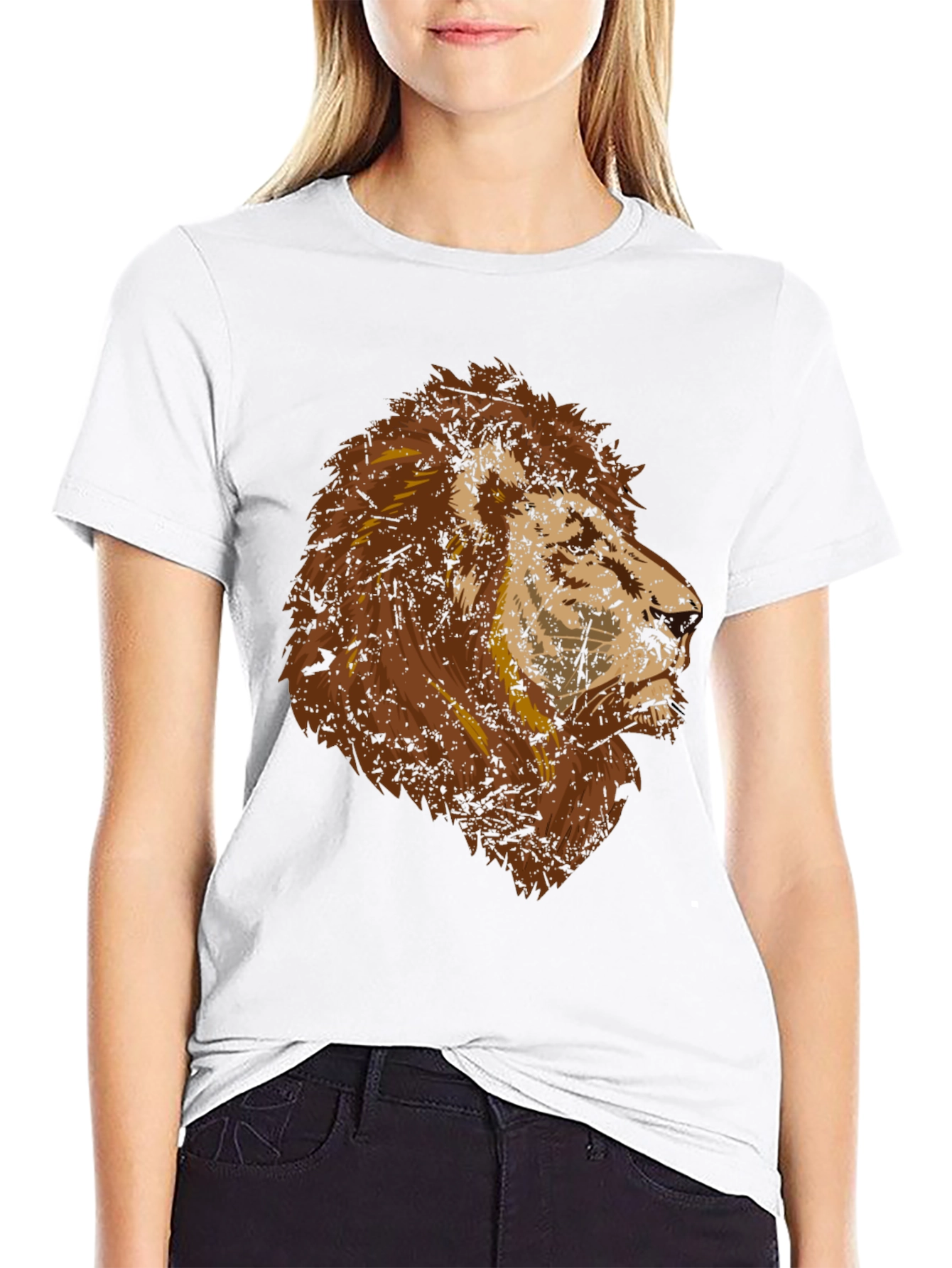Lion Graphic T-Shirt - Mens Crew Neck Tee