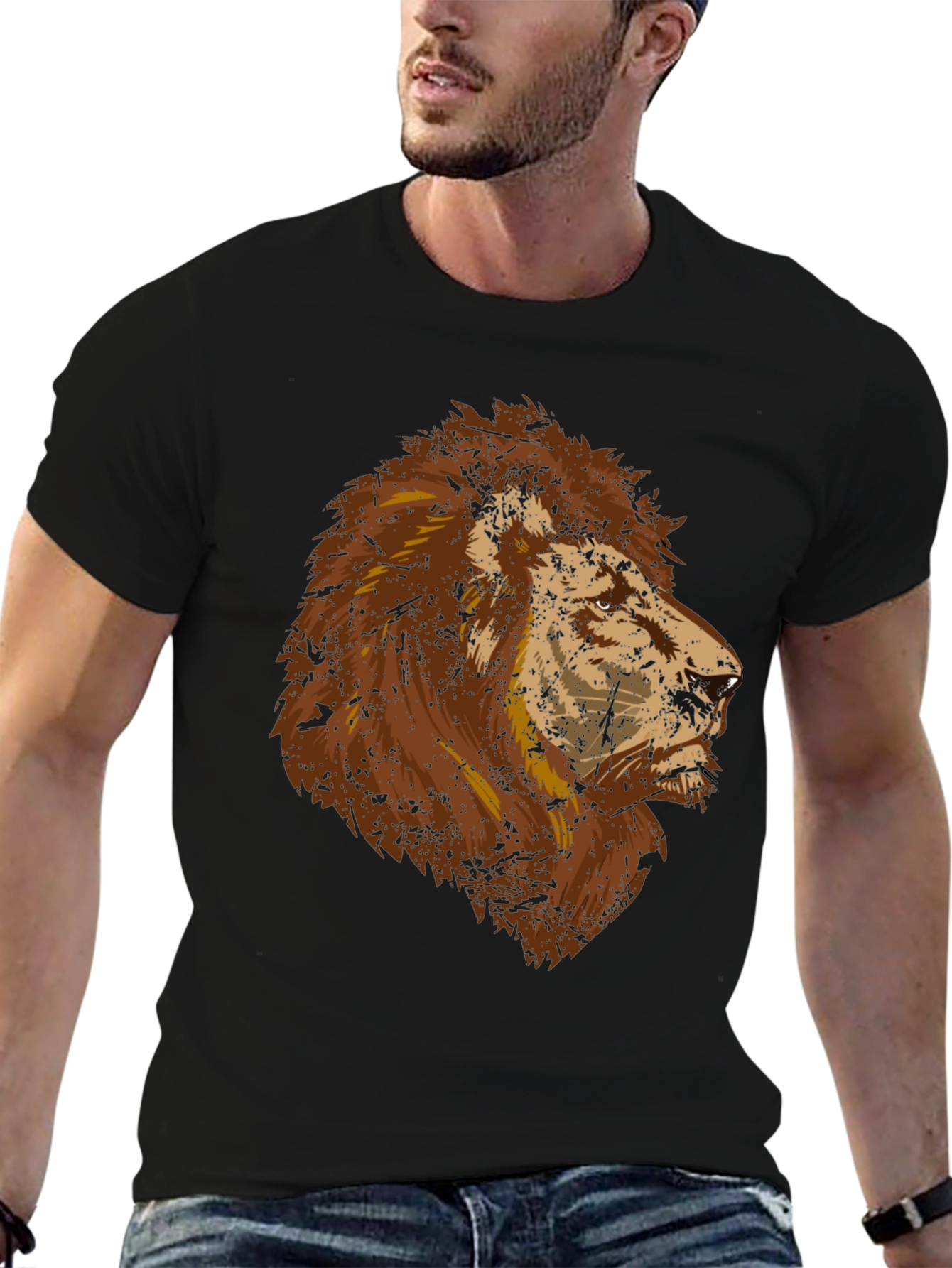 Lion Graphic T-Shirt - Mens Crew Neck Tee