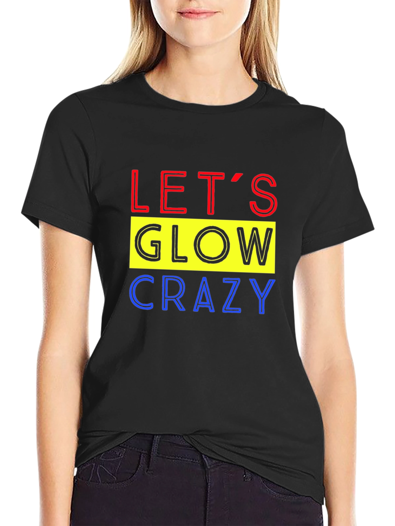 Lets Glow Crazy Graphic Tee - Black