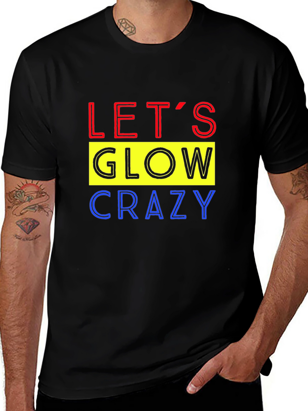 Lets Glow Crazy Graphic Tee - Black