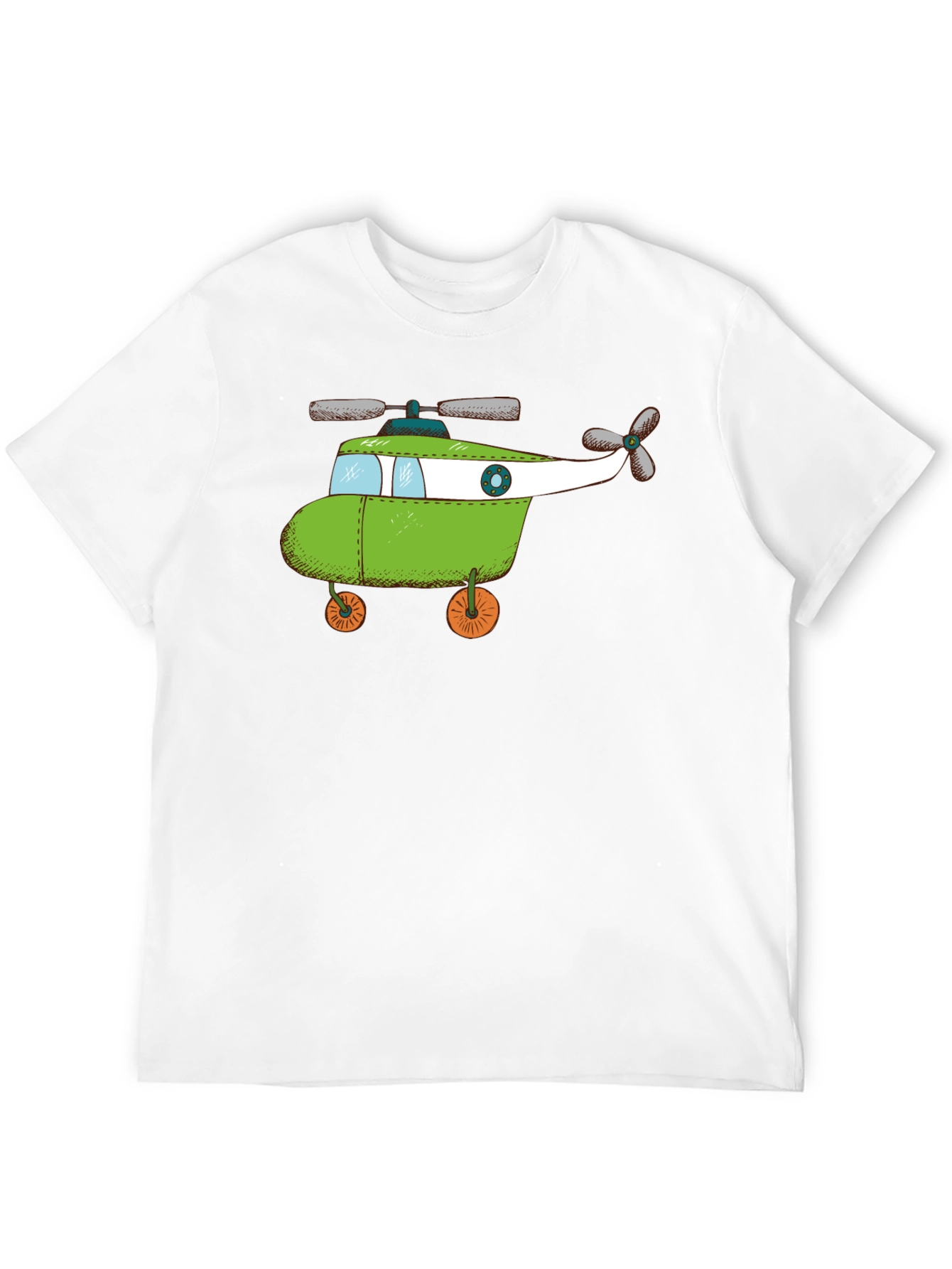 Whimsical Helicopter Graphic Tee - Black