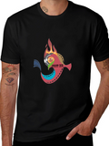 Artsy Black T-Shirt: Film & Flames Design