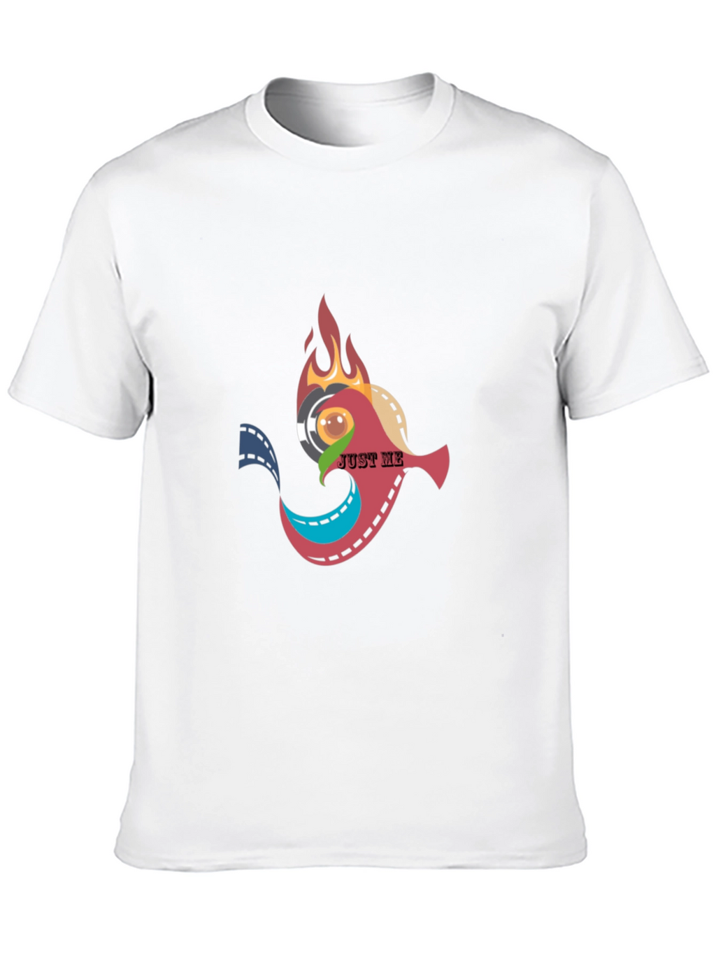 Artsy Black T-Shirt: Film & Flames Design