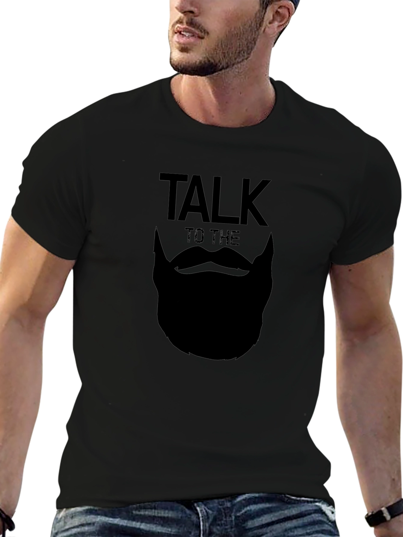Talk to the Beard T-Shirt - Black Graphic Tee