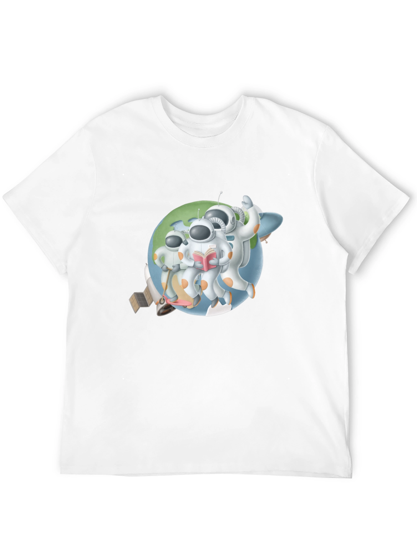 Astronauts Graphic T-Shirt - Black Crew Neck
